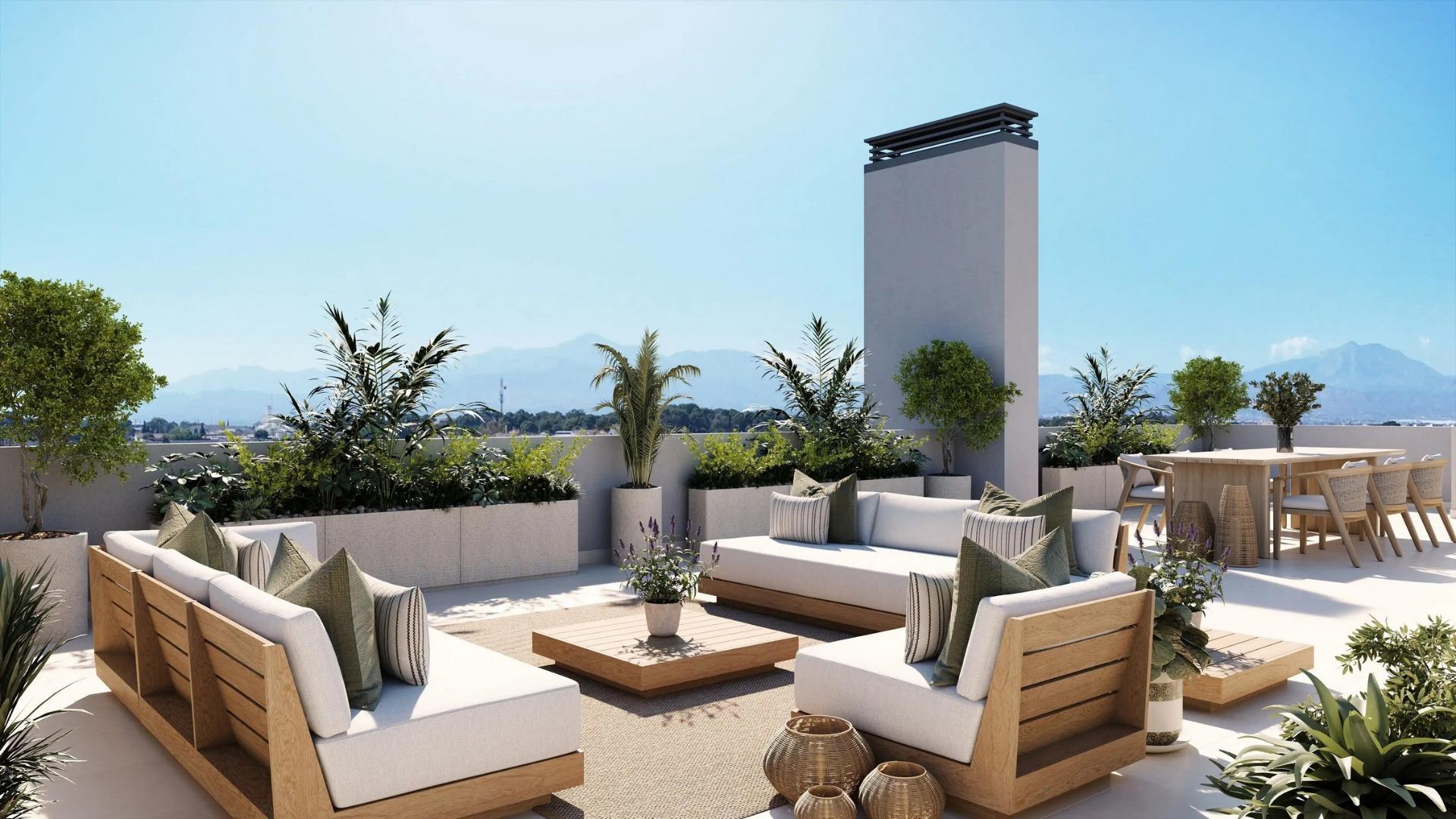 Newly built residential development in Alicante, with open views of the city.