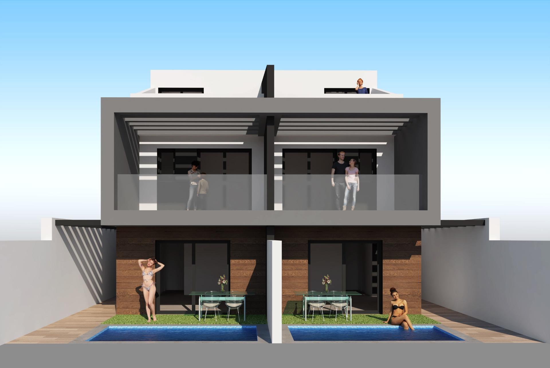 Moderne Doppelhaushälften mit privatem Pool in Meeresnähe in Santiago de la Ribera — 3