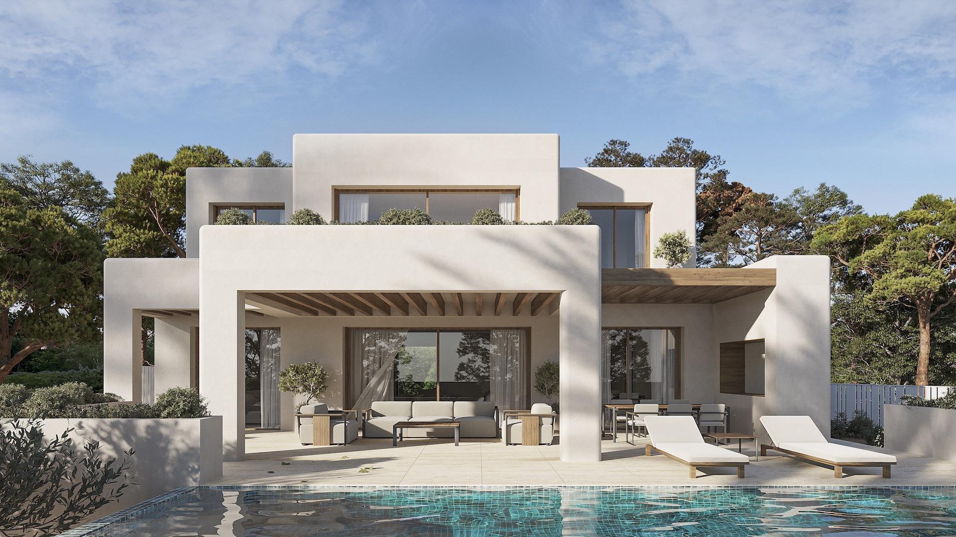 Villa avec vue sur la mer et charme ibicenco à La Fustera, Benissa