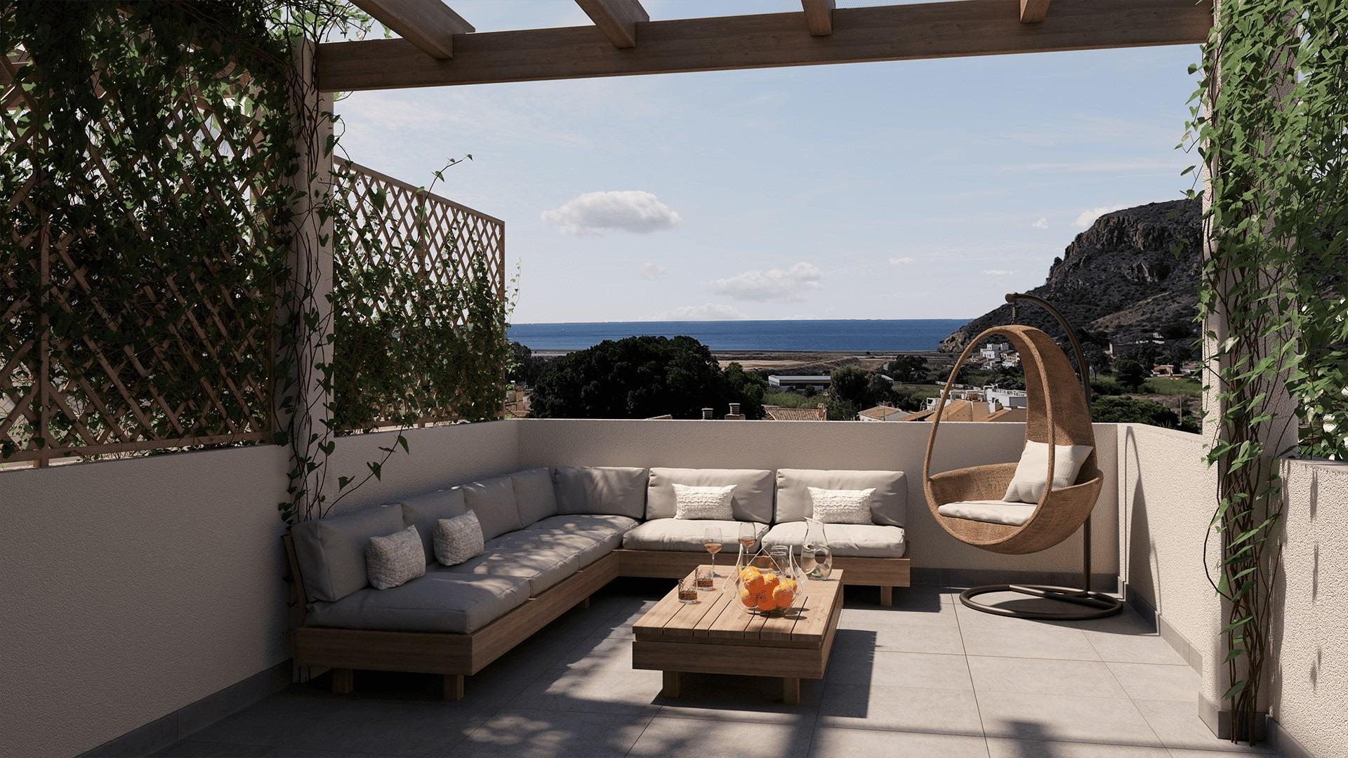 Casas adosadas de nueva construcción con vistas al mar en Portman, Murcia — 2