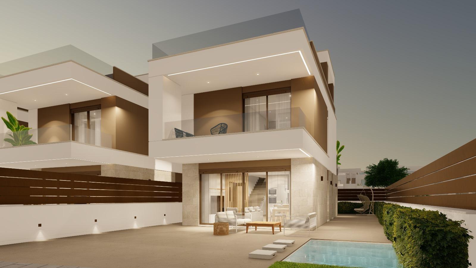 Villas neuves avec piscine privée à Pilar de la Horadada, près de la plage