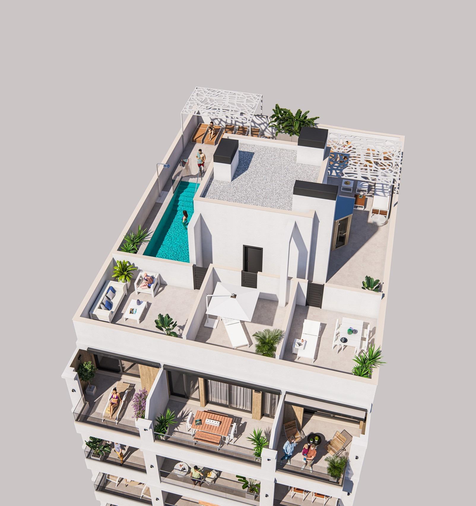 Apartamentos modernos de nueva construcción en venta en Torrevieja, a 300 m de Playa del Cura — 2