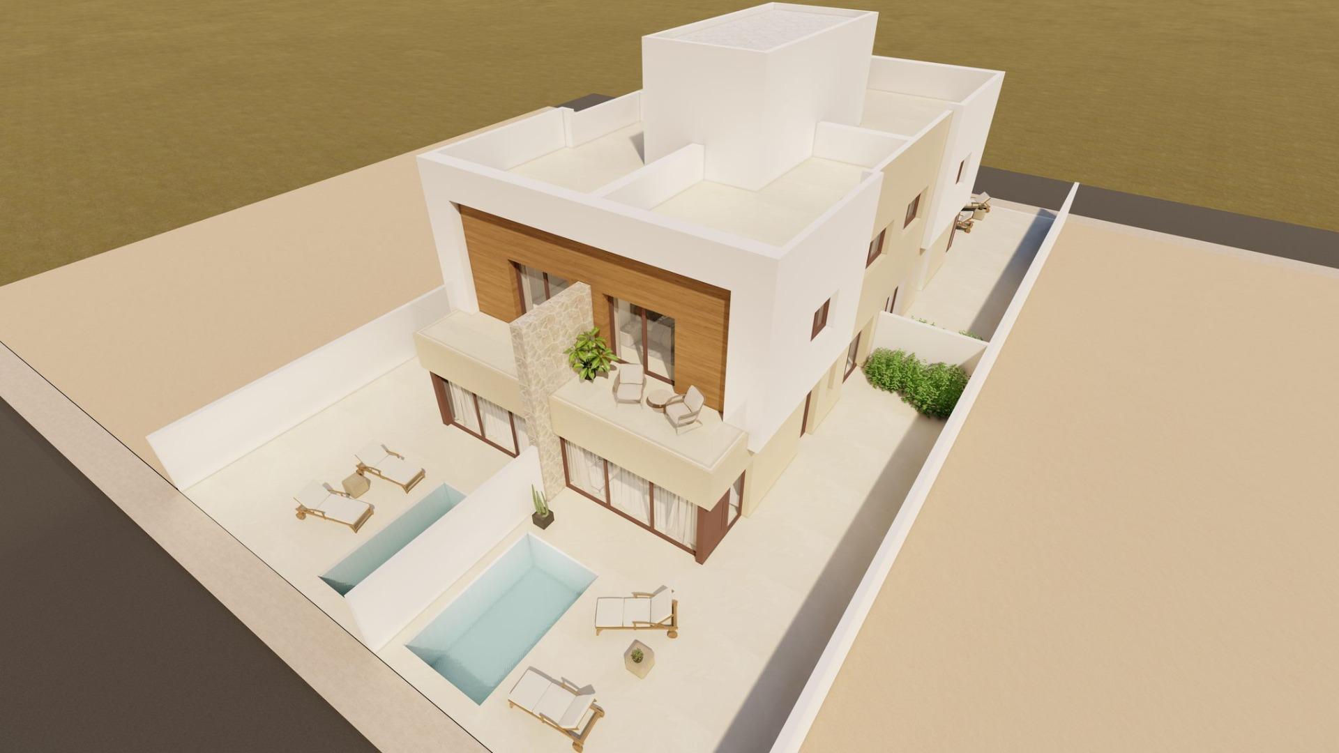 Villas quadruplex neuves et modernes avec piscine privée à Santiago de la Ribera — 2