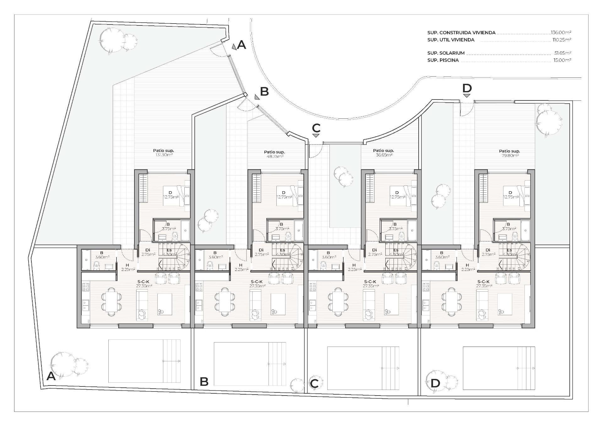 Programme immobilier de 4 villas mitoyennes et jumelées de construction récente avec piscine privée au Country Club de Mazarrón — 10