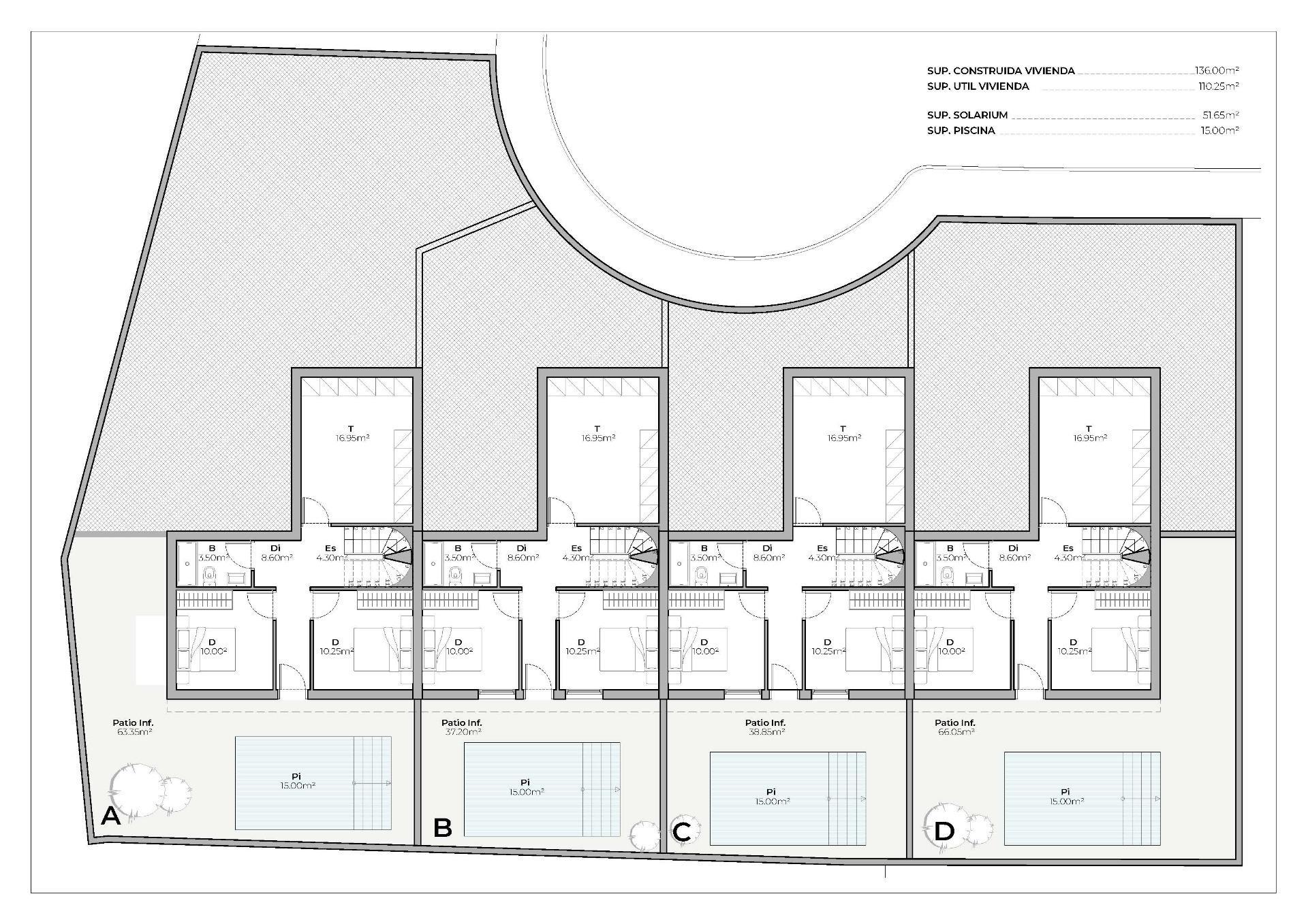 Programme immobilier de 4 villas mitoyennes et jumelées de construction récente avec piscine privée au Country Club de Mazarrón — 9