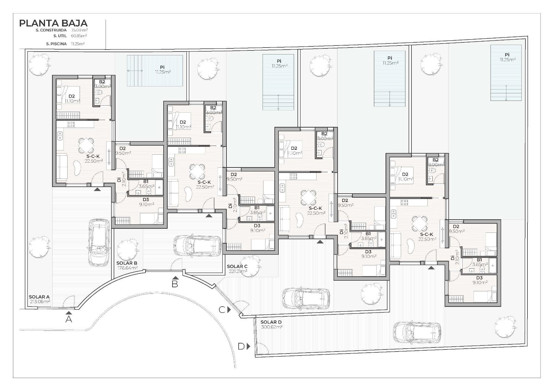 Neubauprojekt mit 4 Reihen- und Doppelhaushälften mit privatem Pool im Country Club von Mazarrón — 9